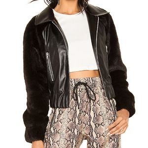 LPA Raglan faux fur & leather jacket - Size large